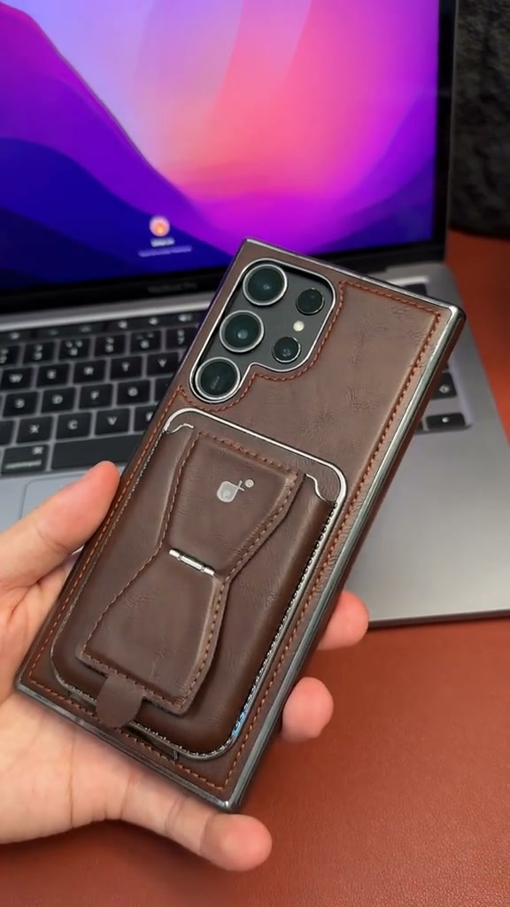 Leather Magnetic Bracket Wallet Drops