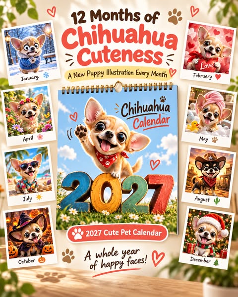 Christmas Sale Chihuahua 12 Month Wall Calendar
