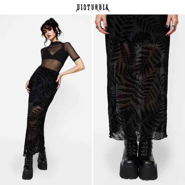 Lunafern Mesh Fern Leaf Midaxi Skirt