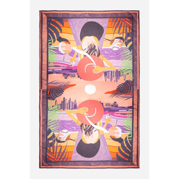 Dubai Skyline Beach Sarong - Coral