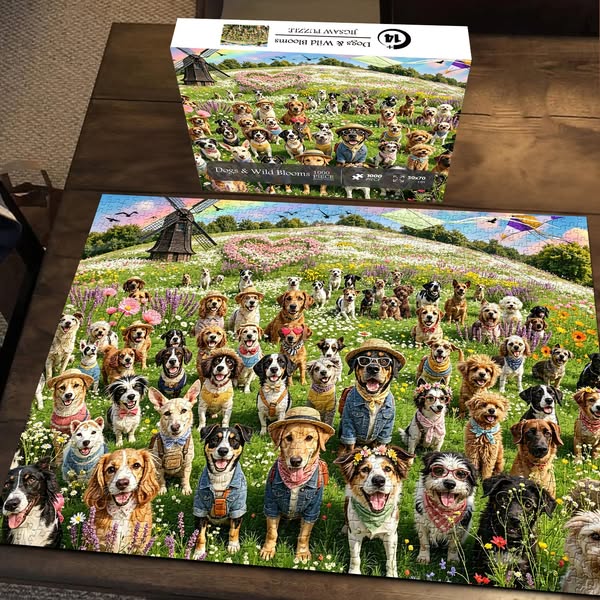 Dogs & Wild Blooms Jigsaw Puzzle 1000 Pieces