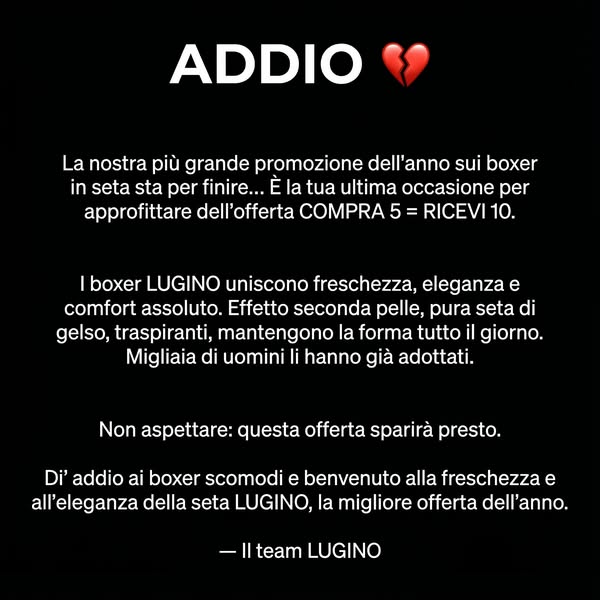 L'offerta dell'anno sta per finire