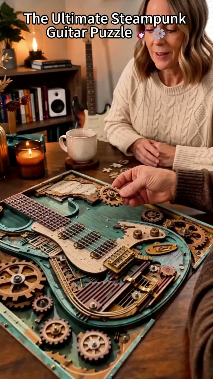 Steampunk trifft Musik – dieses 3D-Puzzle in Gitarrenform ist ein echtes Kunstwerk. Perfekt für entspannte Bastelabende.