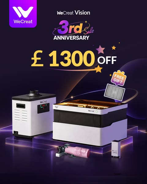 WeCreat Turns 3! Vision 20W Up to £1,300 OFF