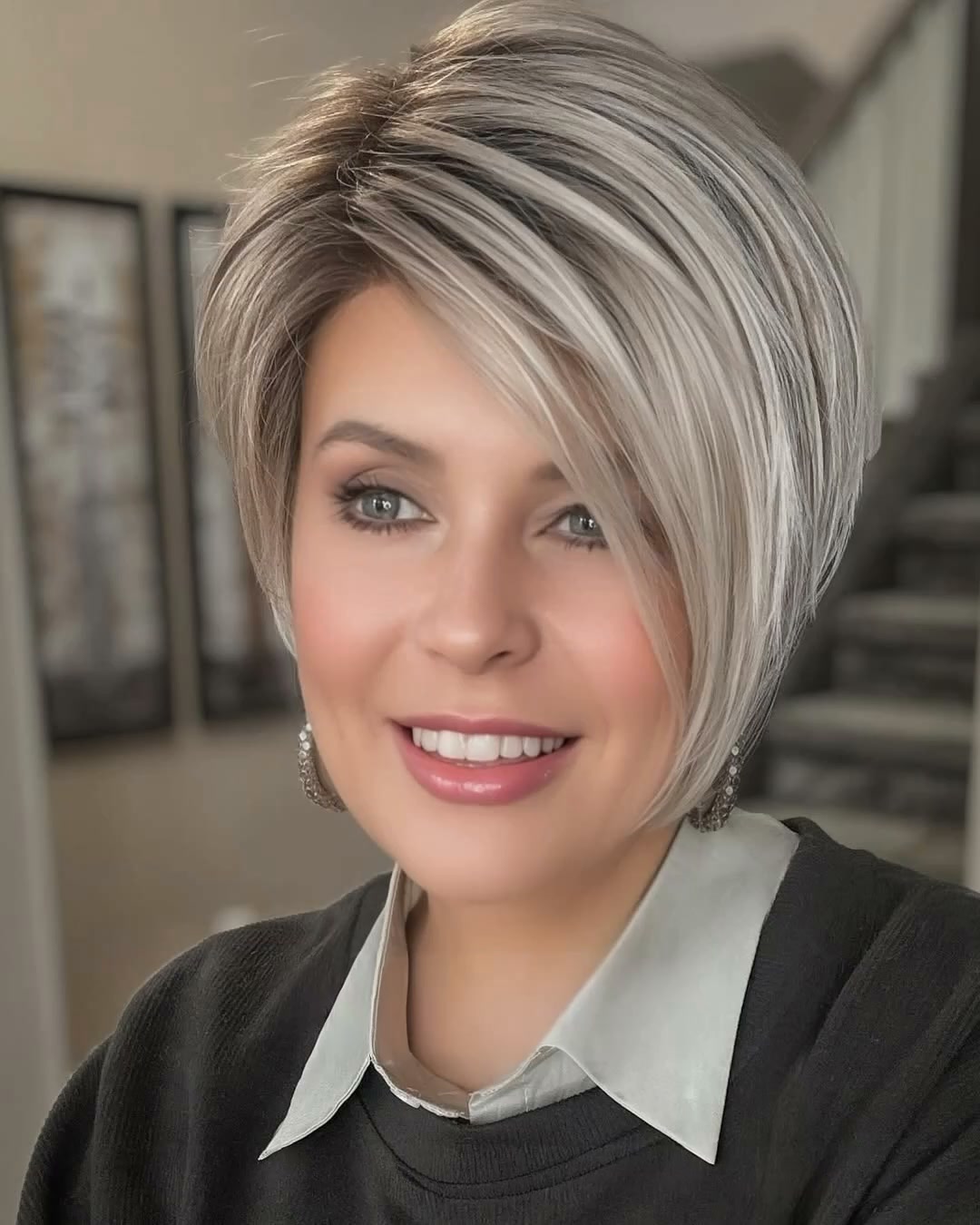 Angled Bob With Soft Side-Swept Bangs