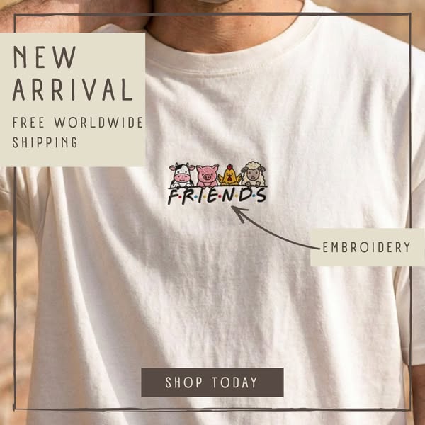 Vegan Embroidered T-Shirt – FRIENDS | Sarcastic Rhino