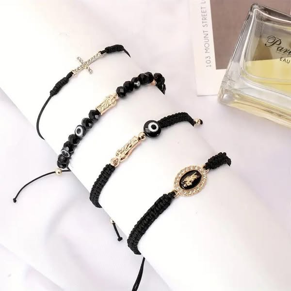 Evil Eye & Virgin Mary Braided Bracelet Set