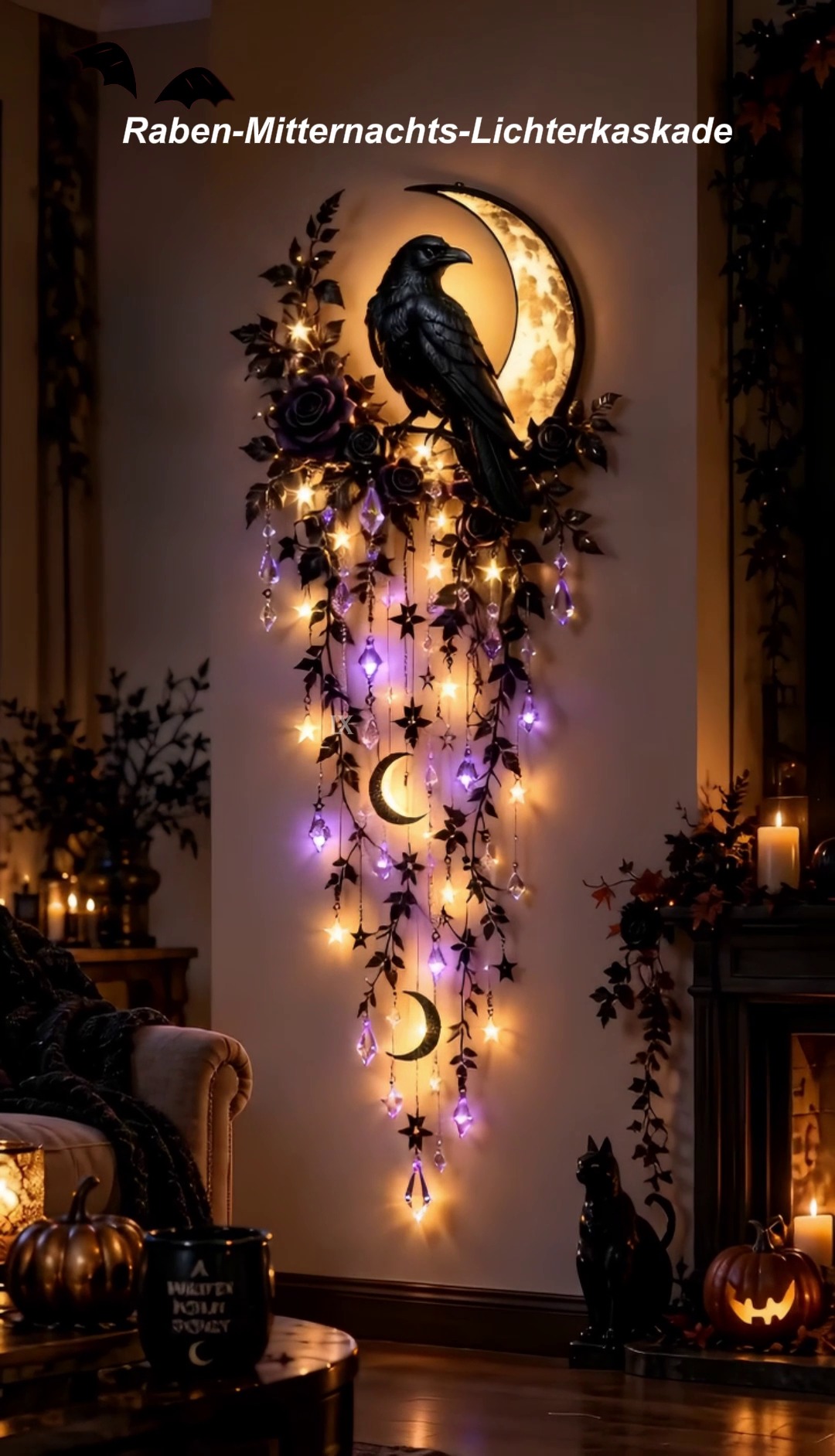 Raben-Mondlicht – geheimnisvolle Halloween-Wanddeko