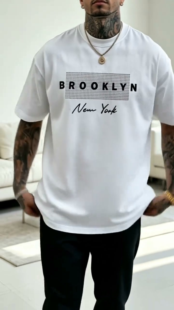 Men's White "Brooklyn New York" Graphic T-Shirt