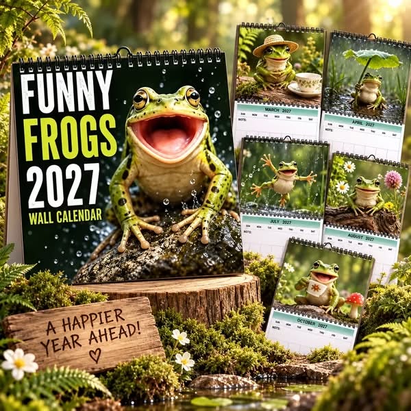 Funny Frogs 2027 Wall Calendar