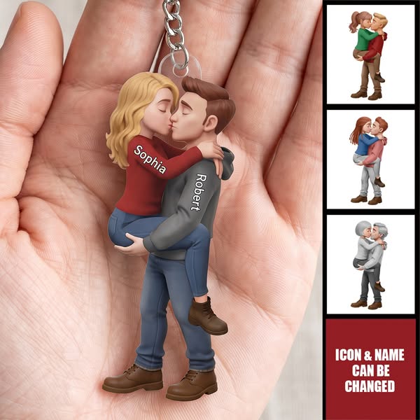 Personalized Romantic Kissing Couple Acrylic Keychain -Anniversary Wedding Gifts For Husband And Wife - Love In Every Piece