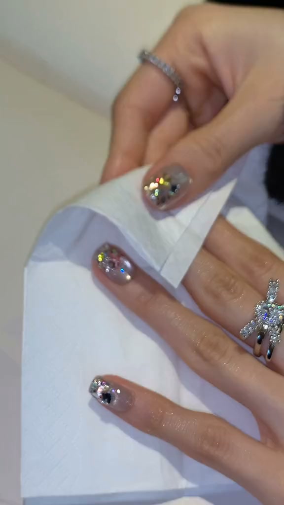 Ice Heart Crystal Nails | $25