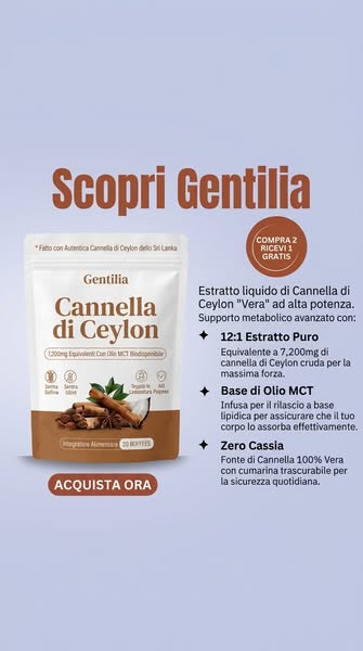 Cannella di Ceylon 7200mg Equivalente in Olio MCT