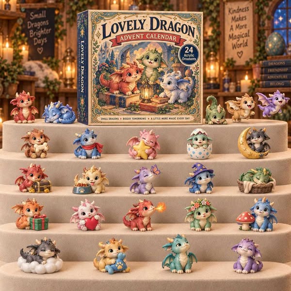 Personalized Dragon Advent Calendar 2026, 24 Day Christmas Countdown, 3D Effect Acrylic Ornaments, Dragon Lover Gift