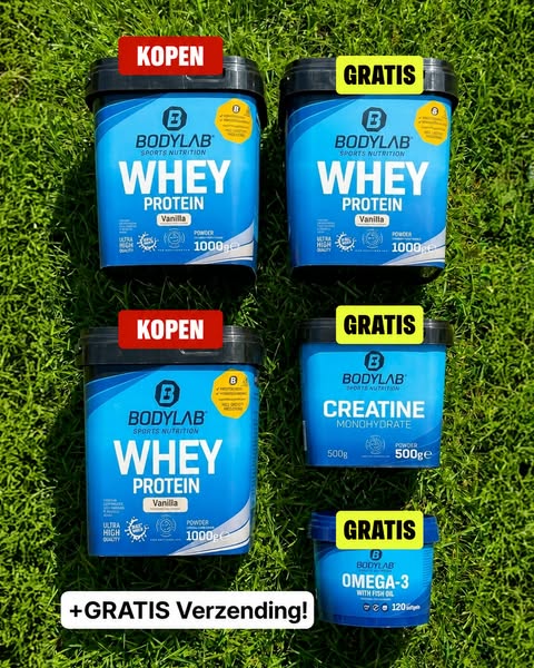 5VOOR2: 2x Whey kopen + 3 producten GRATIS!