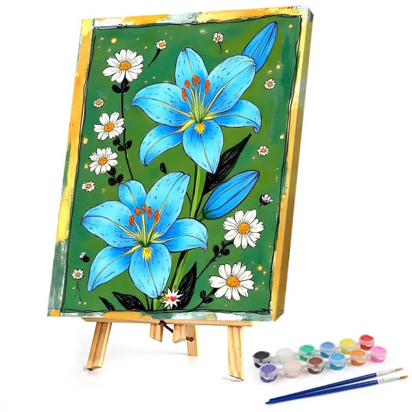 DIY Flower Paint by Numbers Kits Drawing Paintwork on Canvas 11.81x15.75inch With Frame Canvas Oil Painting Number Painting for Beginners Ad