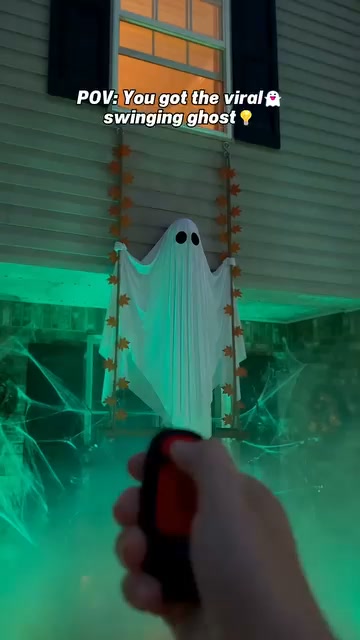 Hanging Swinging Ghost Ornament – Spooky Indoor & Outdoor Halloween Party Decoration