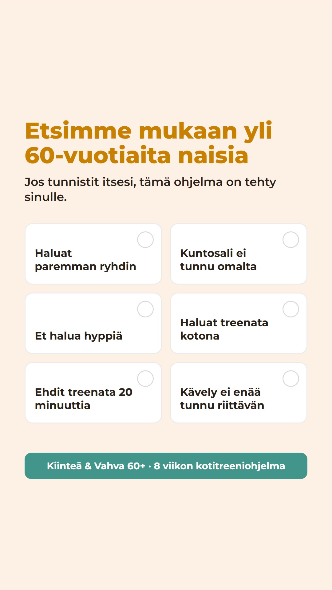 Etsimme mukaan yli 60-vuotiaita naisia
