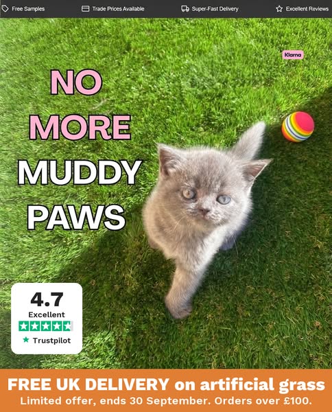 Pet-friendly artificial grass from £7.49 per m²