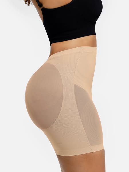 Mesh Tummy Control Bodysuit & Shorts Set - Khaki / XL