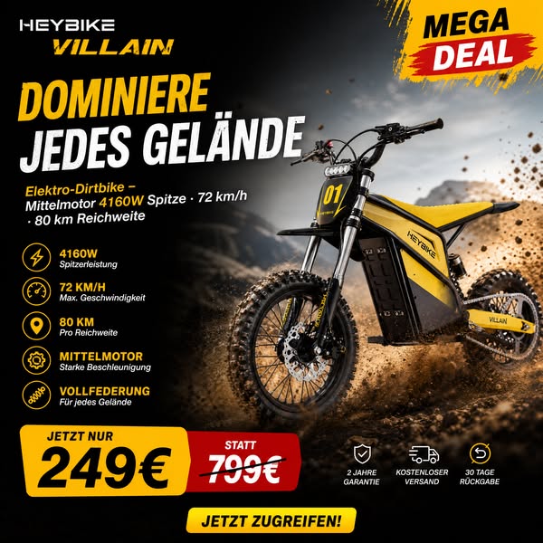 Heybike Villain für 249 € – endet in 24 Std.
