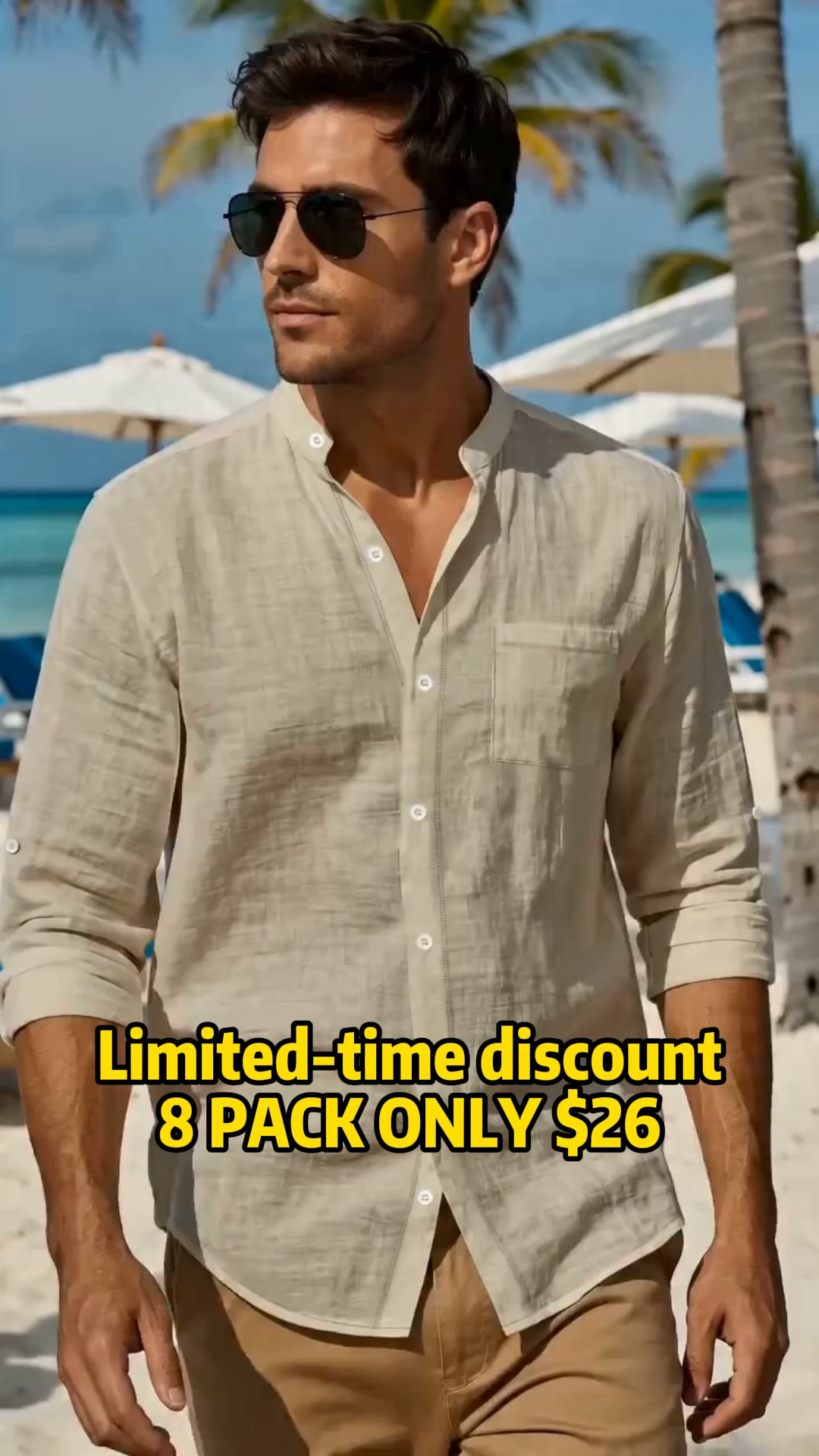 Men’s Linen Stand Collar Long Sleeve Shirt – Breathable Casual Button-Up Top