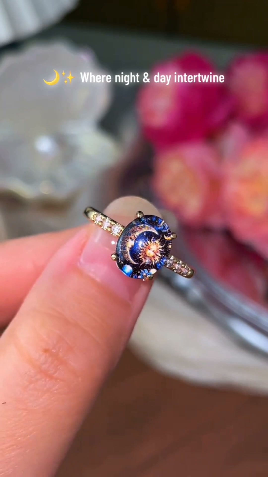 Oval Celestial Sun & Moon Statement Ring