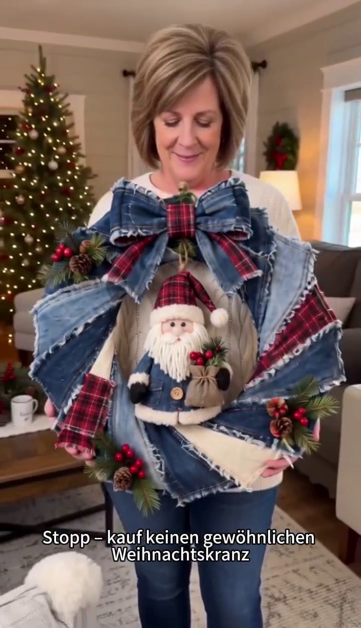 Denim-Weihnachtskranz – ein persönlicher Hingucker für die Adventszeit
