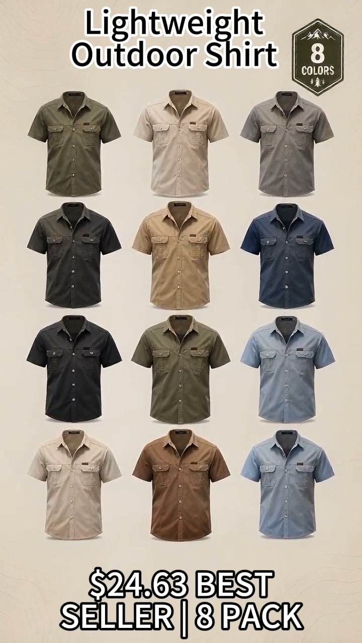 Men’s Double‑Chest‑Pocket Short Sleeve Shirt