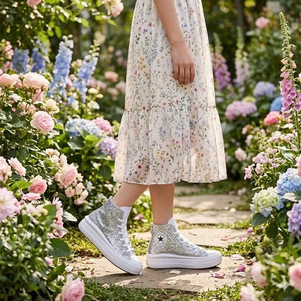Converse Converse All Star Platform Hi Move Mono White Runaways | White | Scarpe Personalizzate Glitter