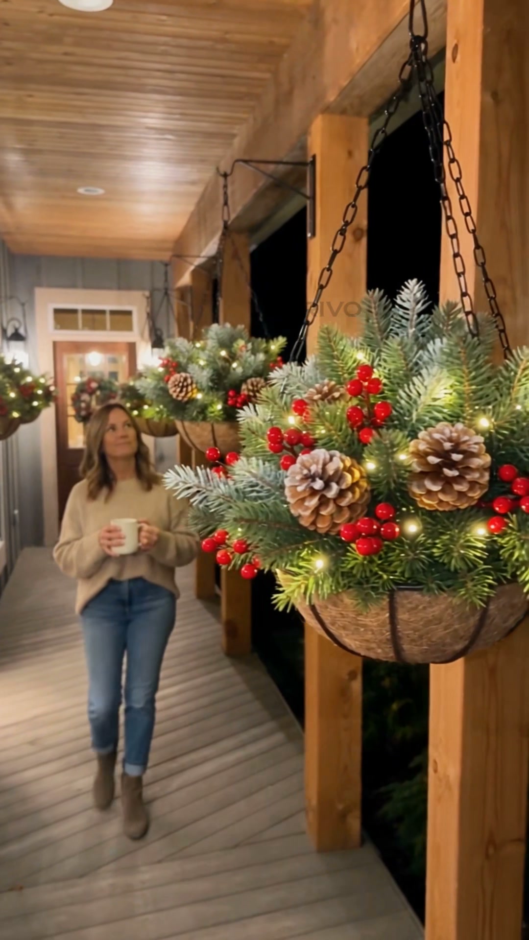 Pre-Lit Christmas Porch Baskets (Best Displayed in Pairs)