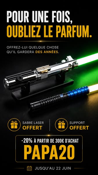 Un sabre et un support offert
