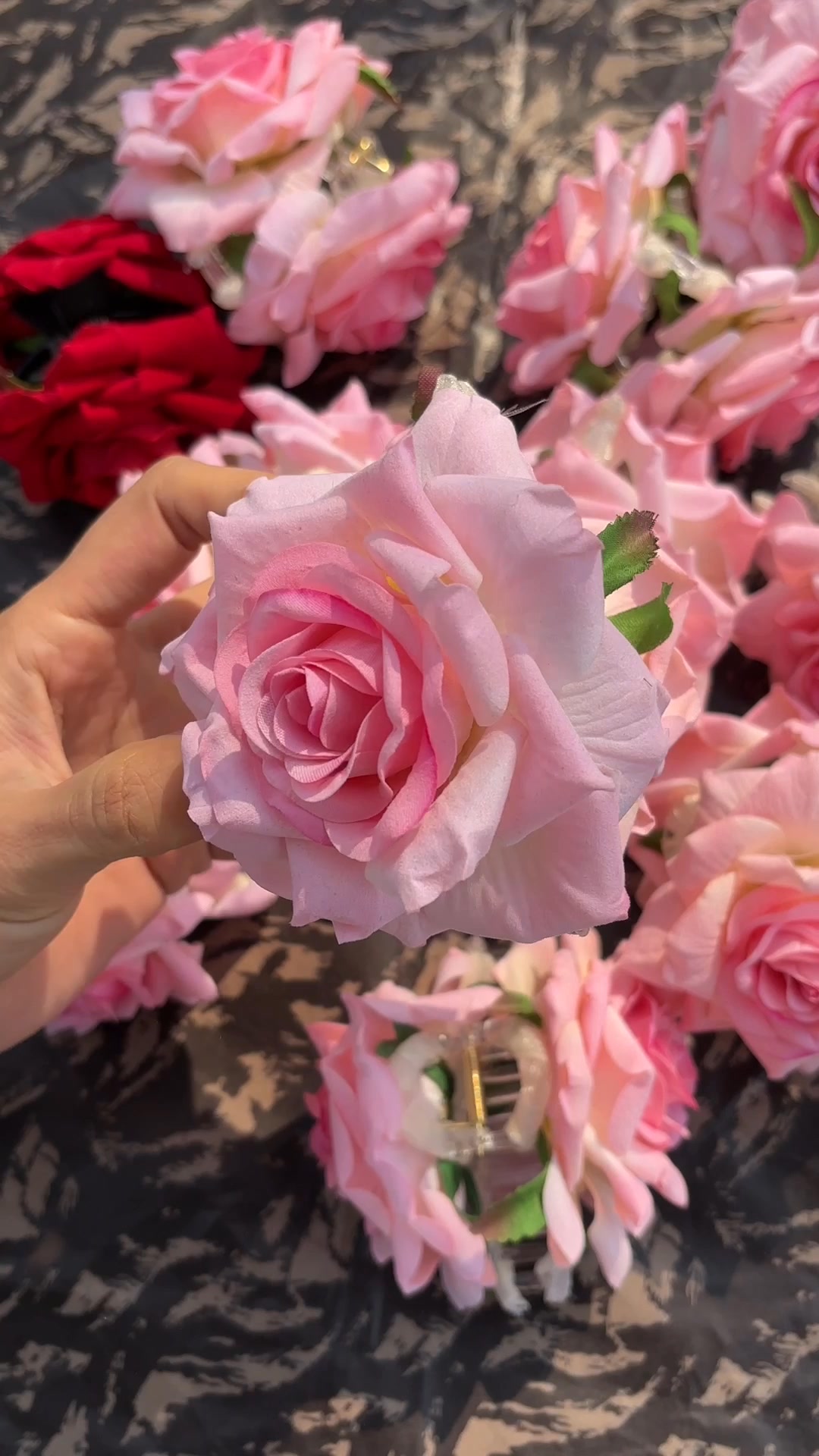 **Pink Rose Hair Clip**