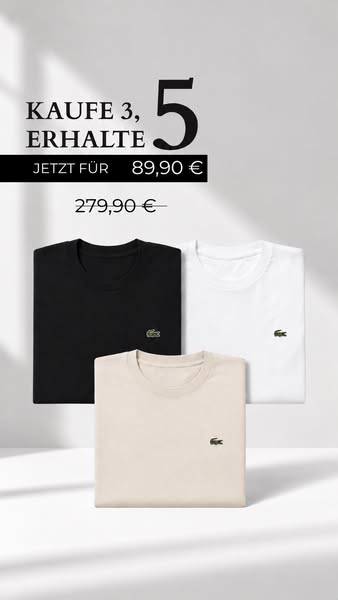 5 T-Shirts, 70% Rabatt