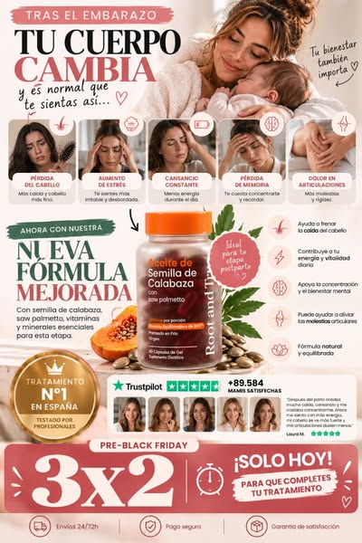 Capsulas de aceite de semilla de calabaza posparto