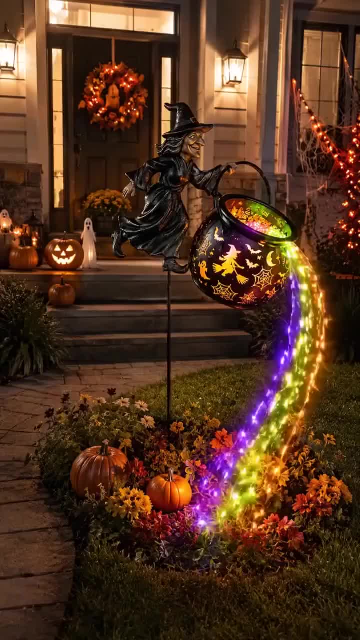 Hexenkessel Gartenleuchte – Magische Halloween-Deko!