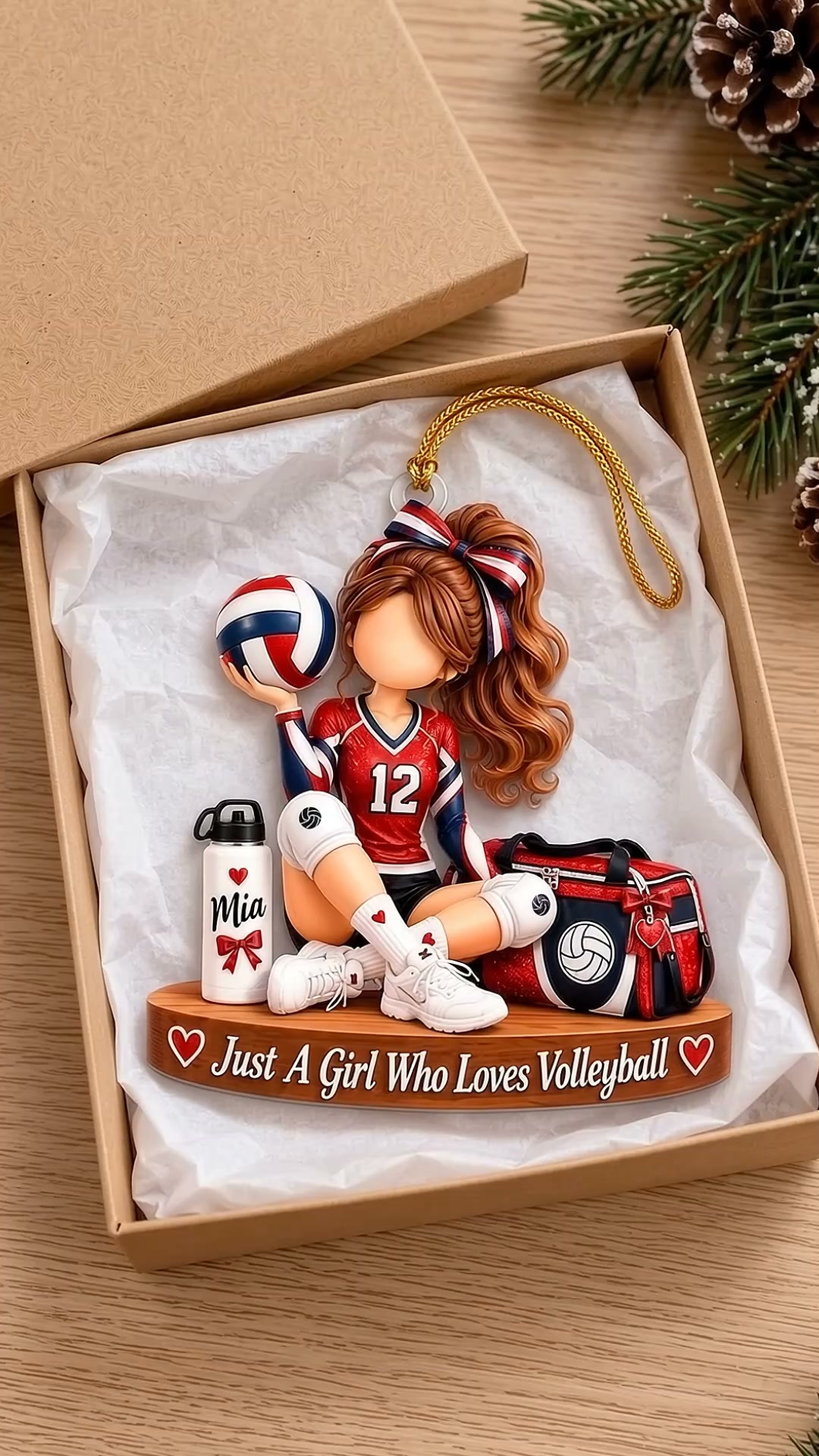 Personalized Volleyball Girl Ornament