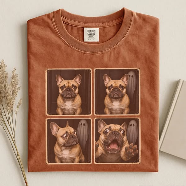 French Bulldog Ghost Photo Booth Halloween T-shirt