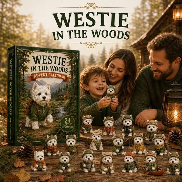 Westie In The Woods Advent Calendar 2026 - 24-Day Festive Countdown, Acrylic Charms Blind Box - Gift For Dog Lovers