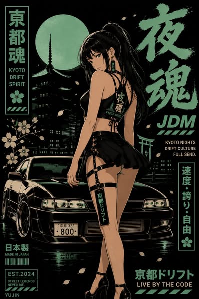 Moonlight Car T-Shirt - Yūjin Clothing