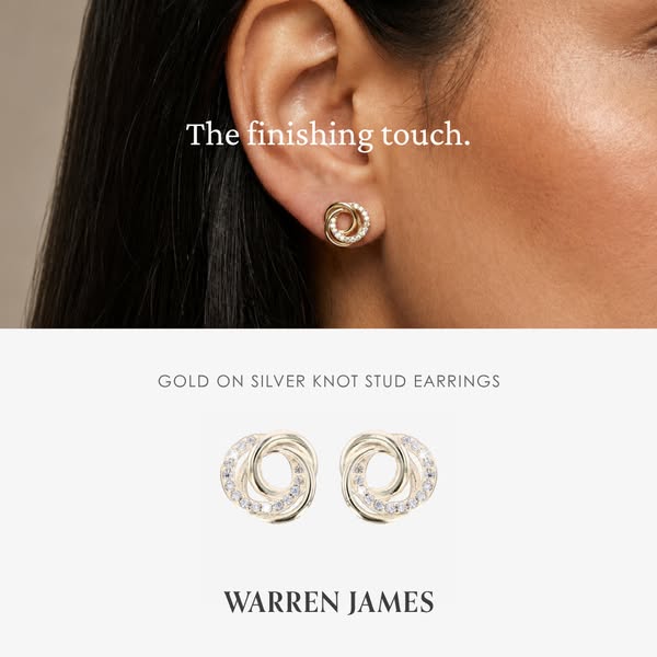 18ct Gold On Sterling Silver Knot Stud Earrings