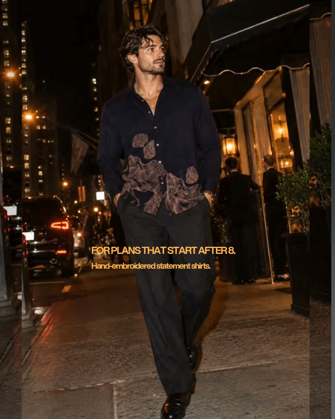 "Abstract" embroidered evening shirt