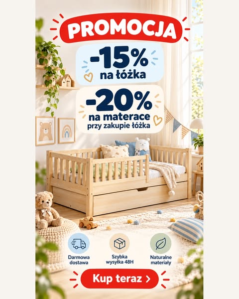 Łóżka 15% taniej