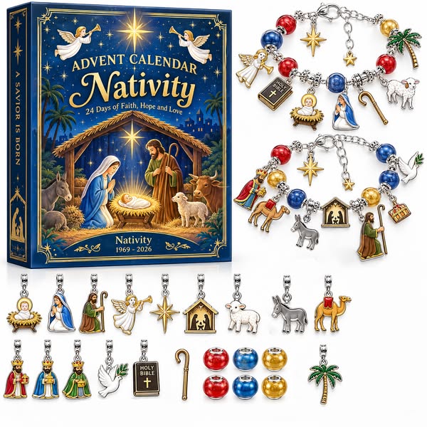 Nativity Advent Calendar – 24 Days of Faith, Hope & Love Charm Bracelet Set