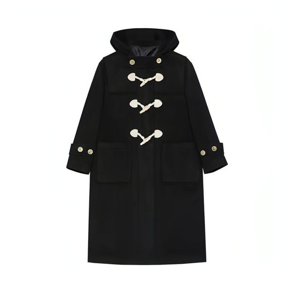 Winter Thicken College Style Hooded Mid-Length Melton Wool Coat