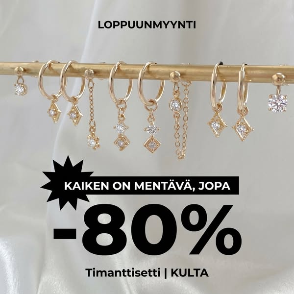 Kimaltavat korut jopa -80%.
