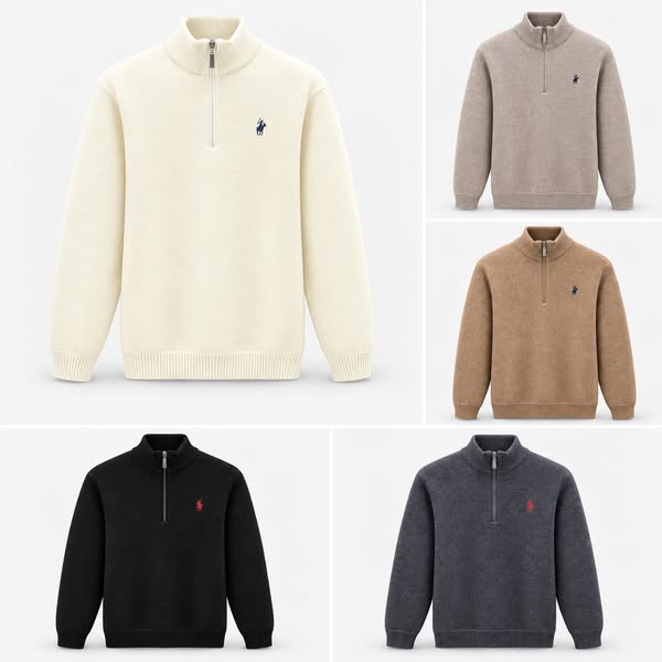 Herren Troyer Pullover – Strickpullover mit Stehkragen