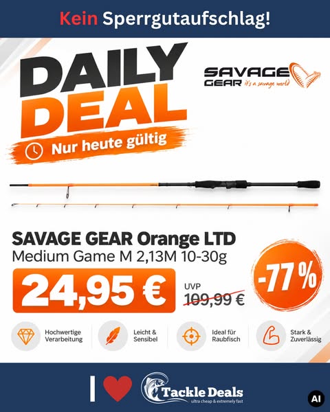 SAVAGE GEAR Orange LTD Medium Game M 2,13M 10-30g | Tackle-Deals.eu, 82,93 €