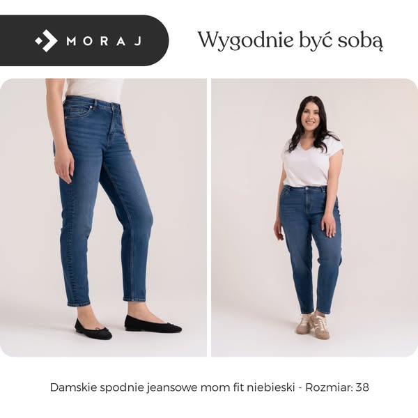 Damskie spodnie jeansowe mom fit niebieski - Rozmiar: 38