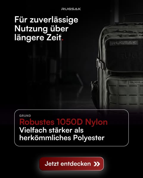 1050D Nylon. Original YKK. 3 Jahre Garantie.
